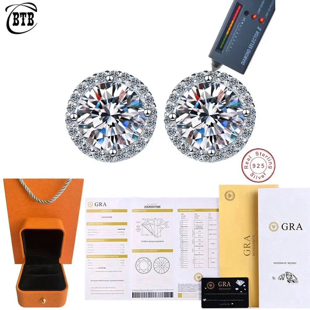 CBTB Moissanite Stud Earrings In Sterling Silver 925 Jewelry Gift Sets