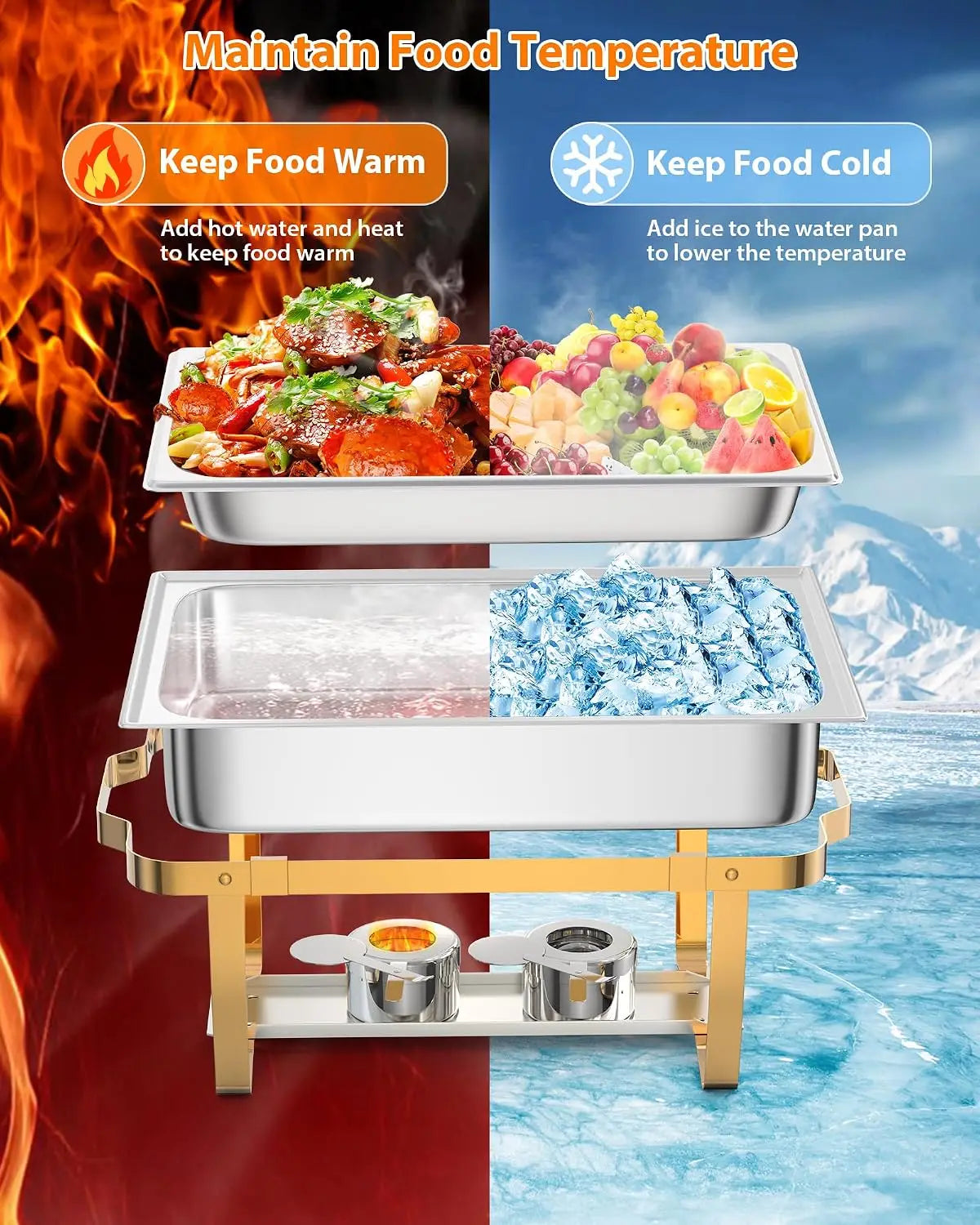 Stainless Steel Buffet Chafing Dish Set With Lid And Tools