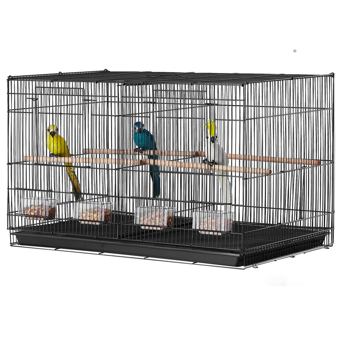SucceBuy Stackable Divided Bird Cage With Travel Handle for Small Birds