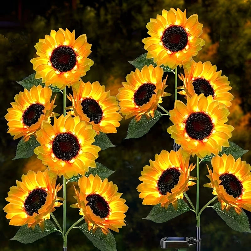LEDOOR Solar Sunflower LED Garden Light With Push Button