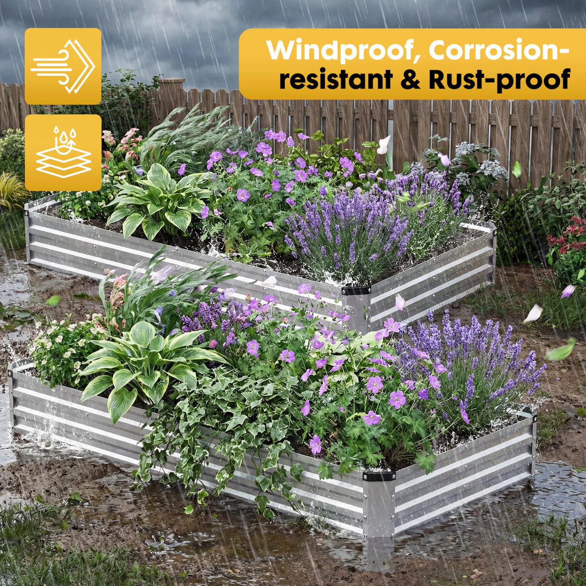 JHK Rectangular Metal Raised Garden Bed For Plants