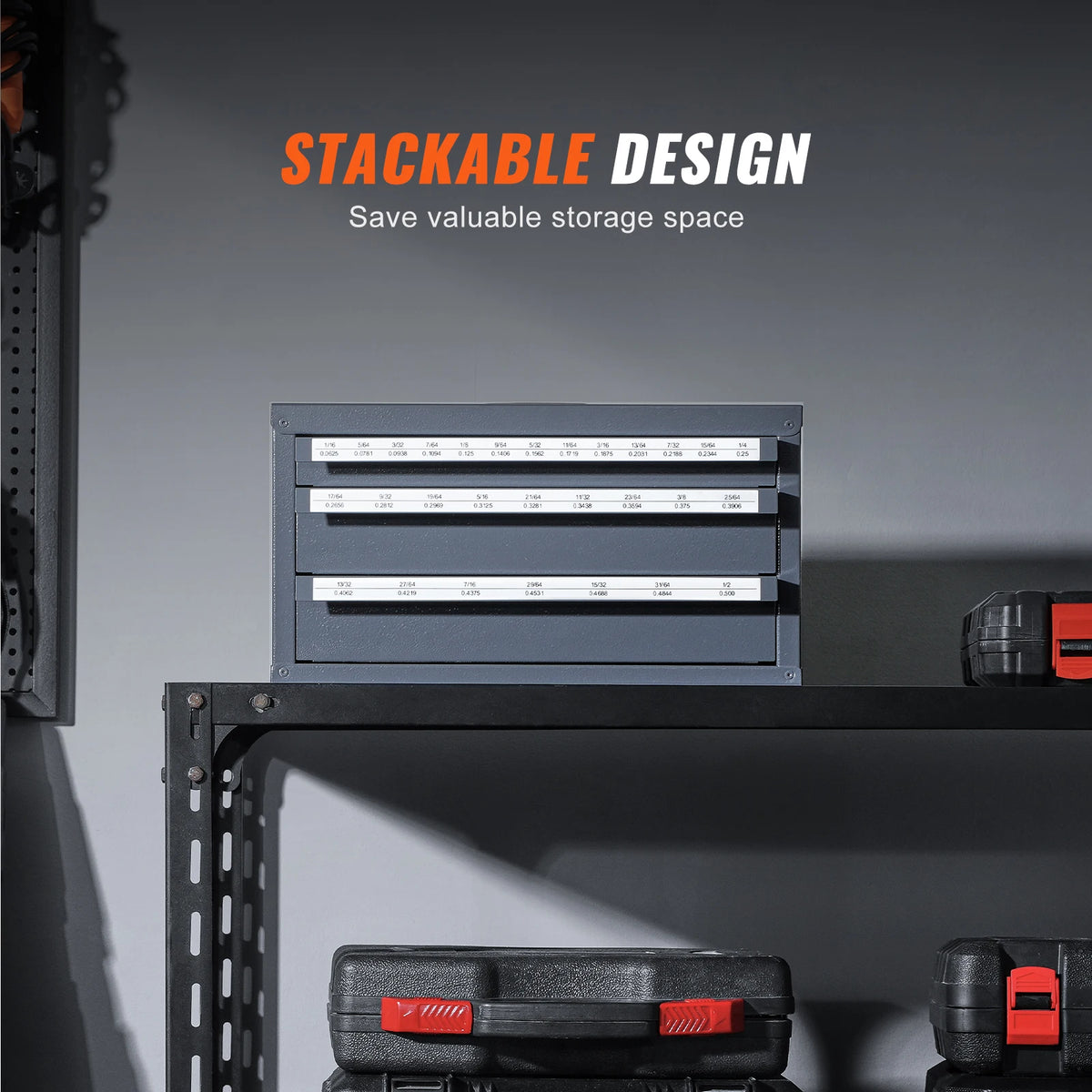 SucceBuy Steel Drill Bit Dispenser Organizer Cabinet With Drawers
