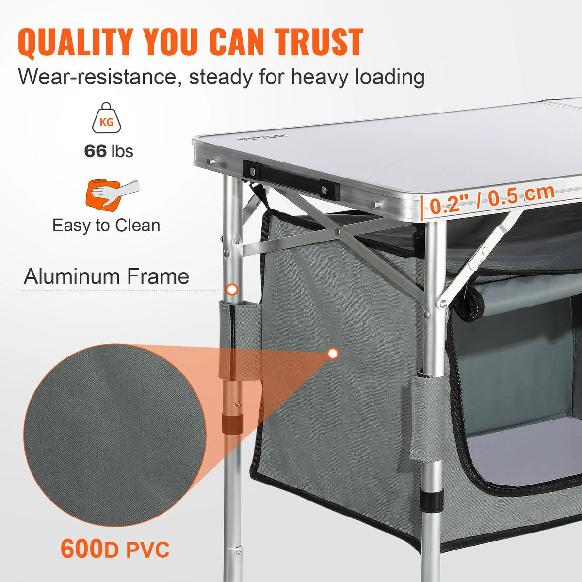 VEVOR Folding Camping Kitchen Table for Outdoor Cooking and Picnics