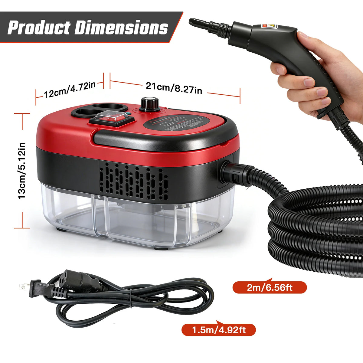 Portable 2500W Steam Cleaner With Multiple Accessories