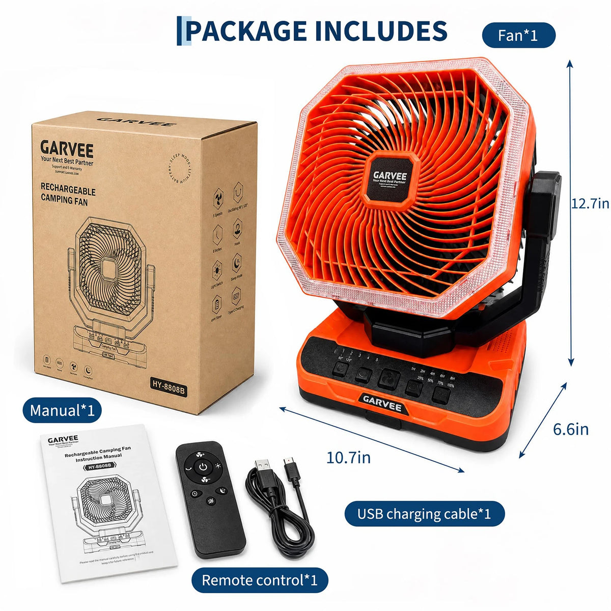 HiMISS Portable Camping Fan With Remote And Battery
