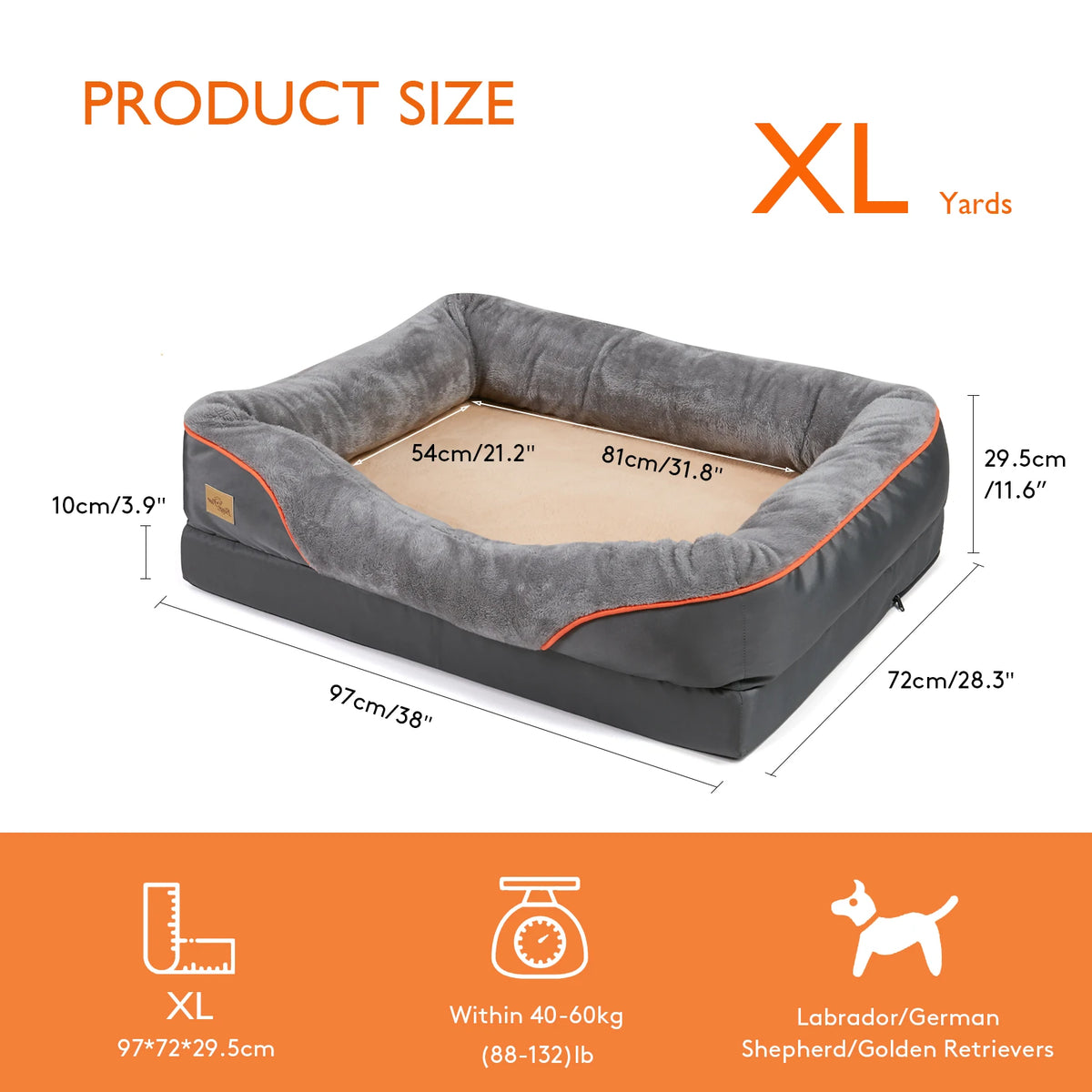 BINGOPAW Washable Waterproof Foam Dog Bed With Removable Cover