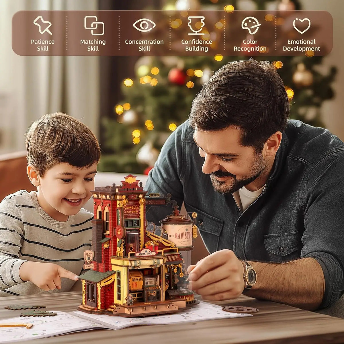Robotime Christmas Dream Factory Wooden Music Box Puzzle Kit