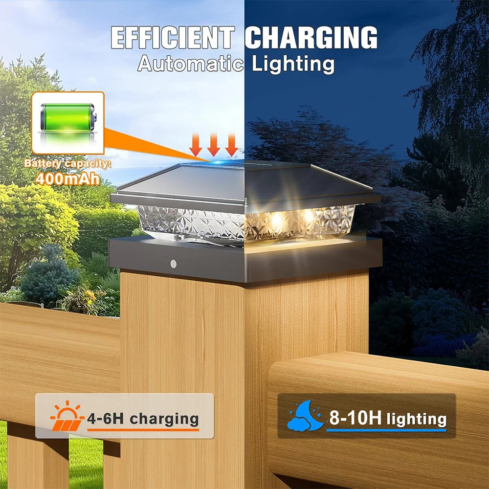 Solar Post Cap Lights Waterproof Outdoor LED Fence Deck Lighting