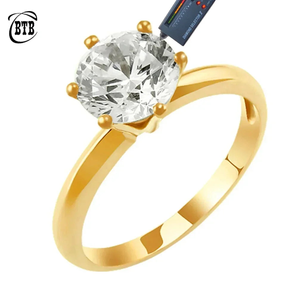 CBTB Real Moissanite Sterling Silver Gold Engagement Ring for Women