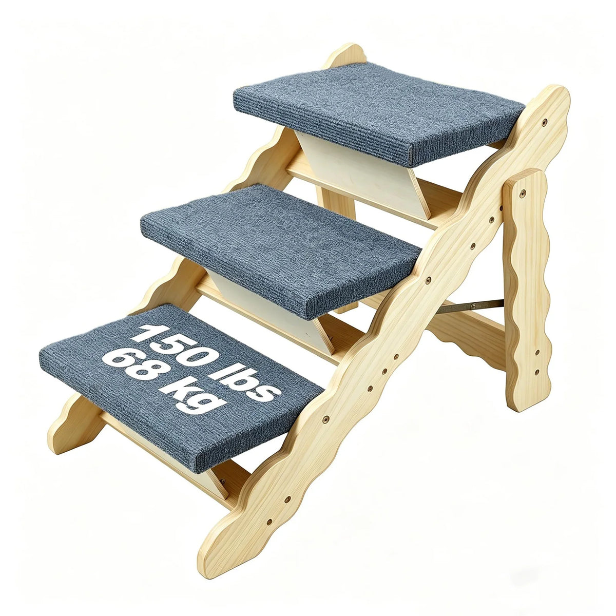 HiMISS 2-in-1 Wooden Pet Stairs and Folding Dog Ramp