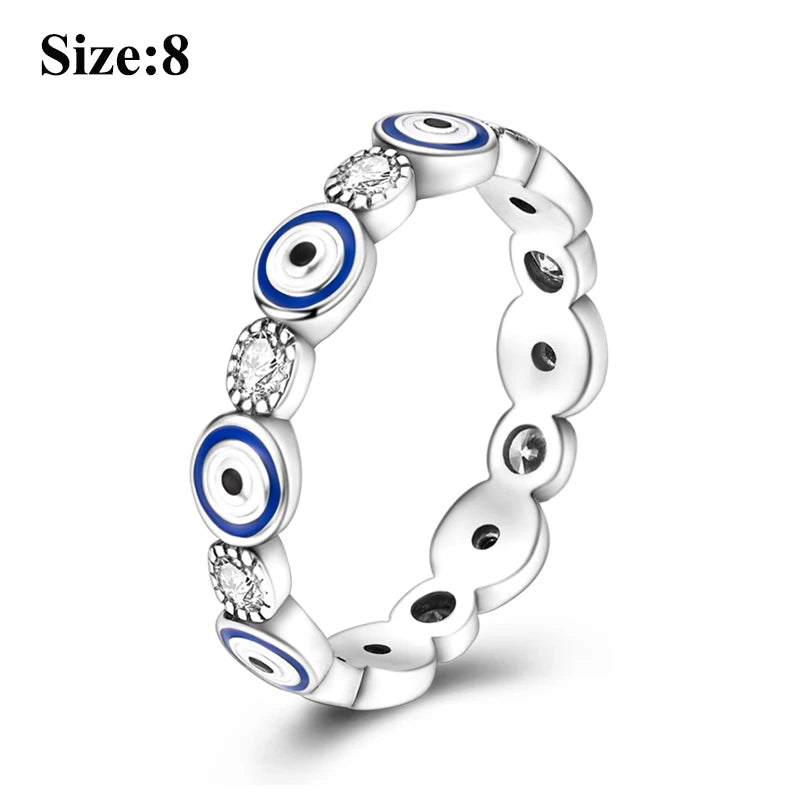 MULA Sterling Silver Evil Eye Clover Celtic Knot Wedding Band Ring