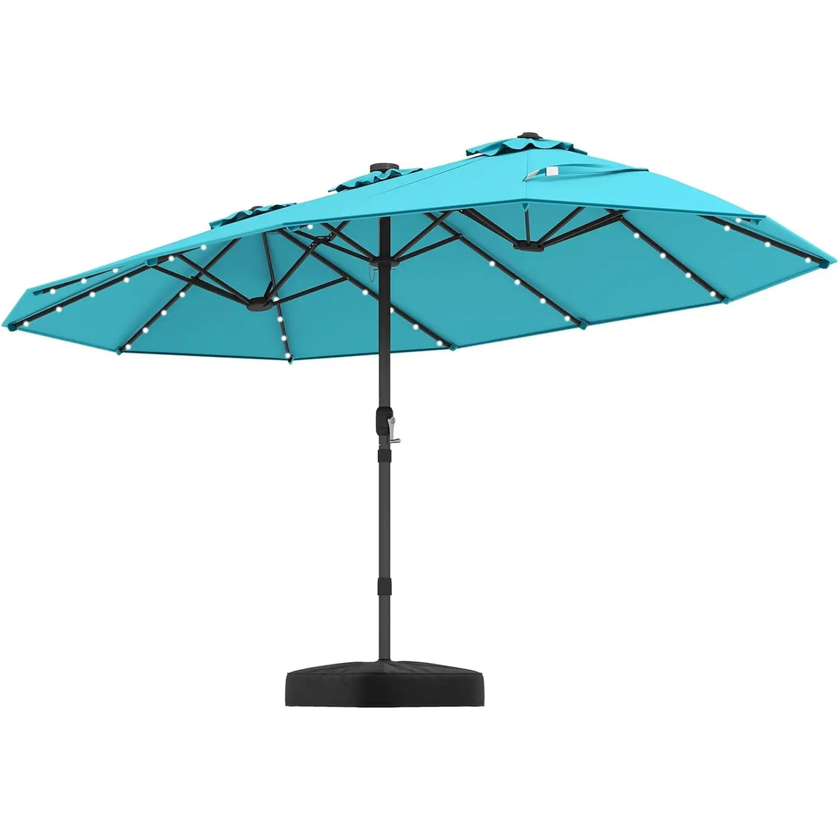 Double-Sided Solar Patio Umbrella With LED Lights And Vented Top