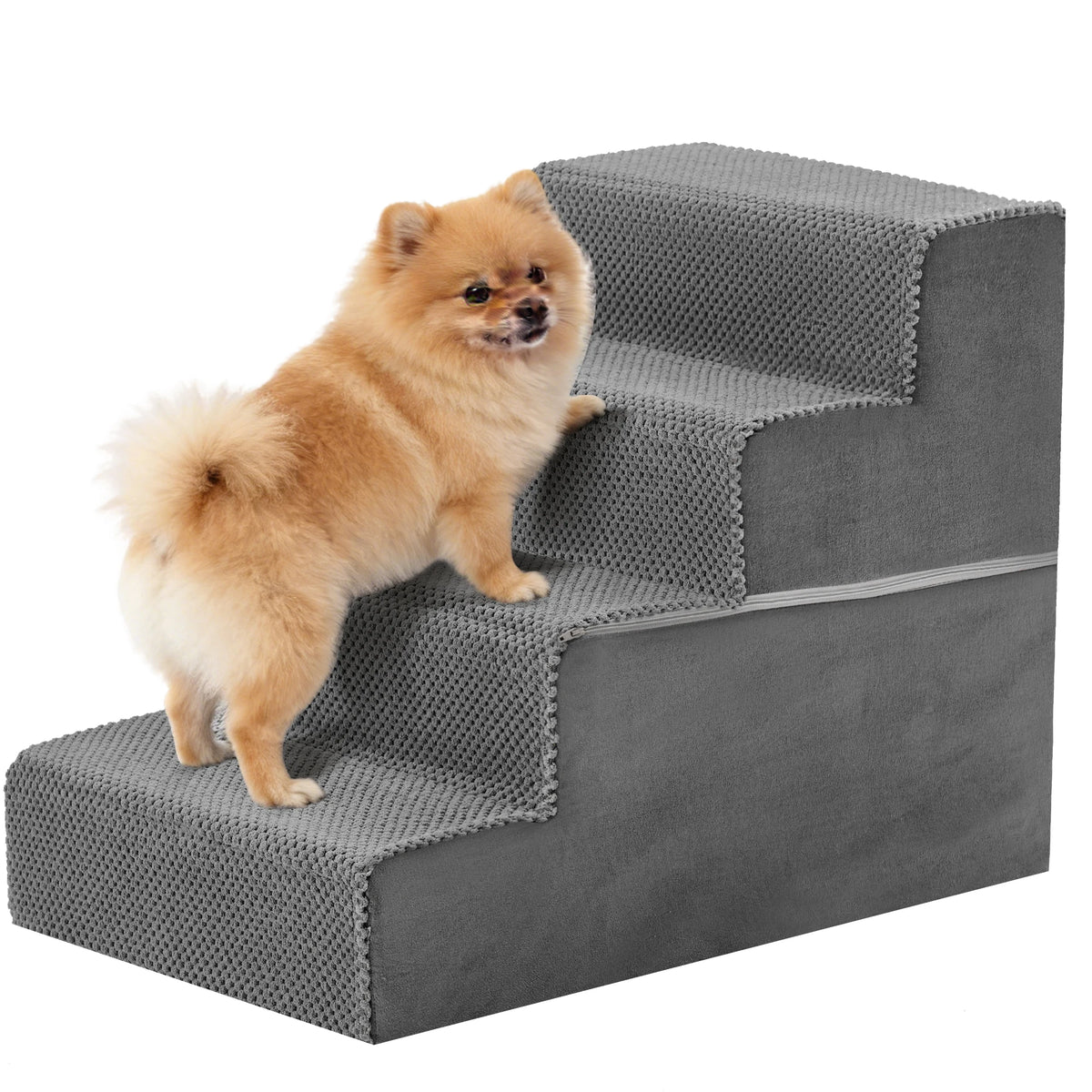 Curved Foam Dog Stair Ramp With Non Slip Indoor Steps