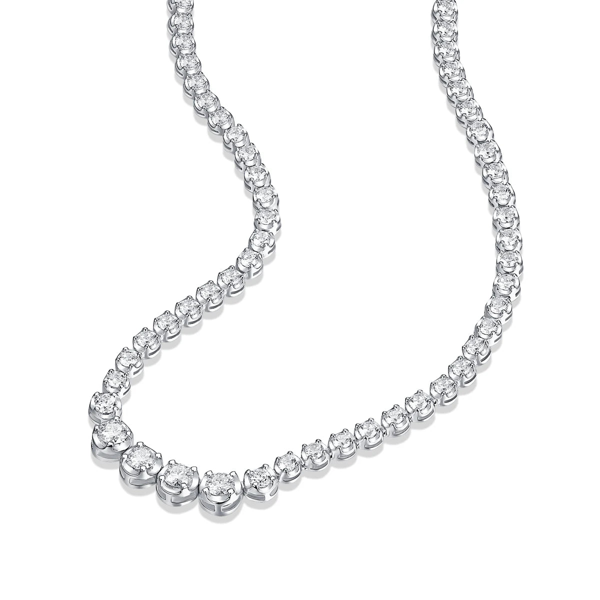 JIUZUAN Sterling Silver Moissanite Pendant Necklace With Certificate