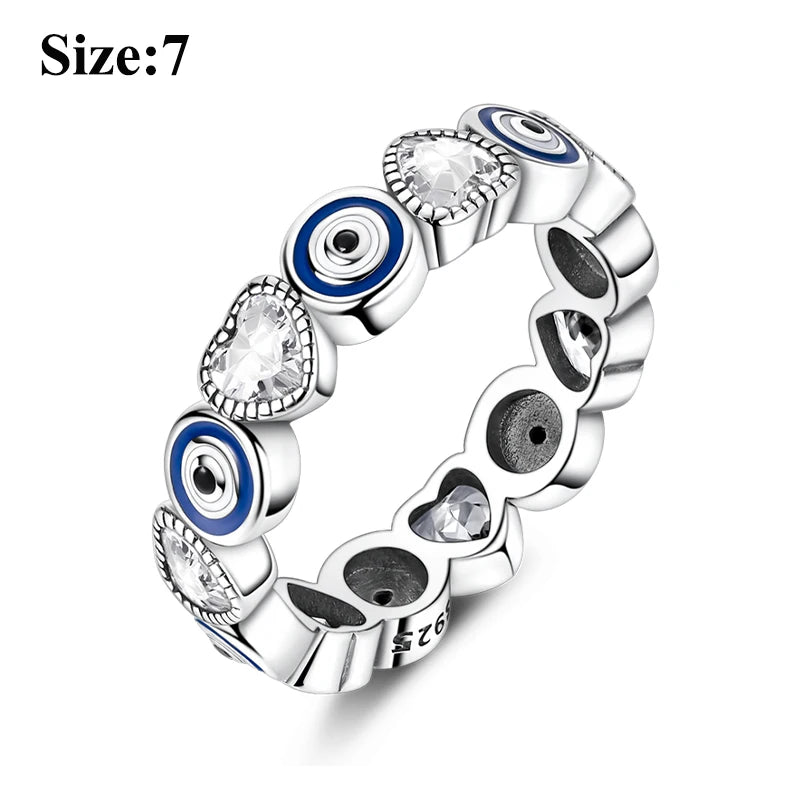 MULA Sterling Silver Evil Eye Clover Celtic Knot Wedding Band Ring