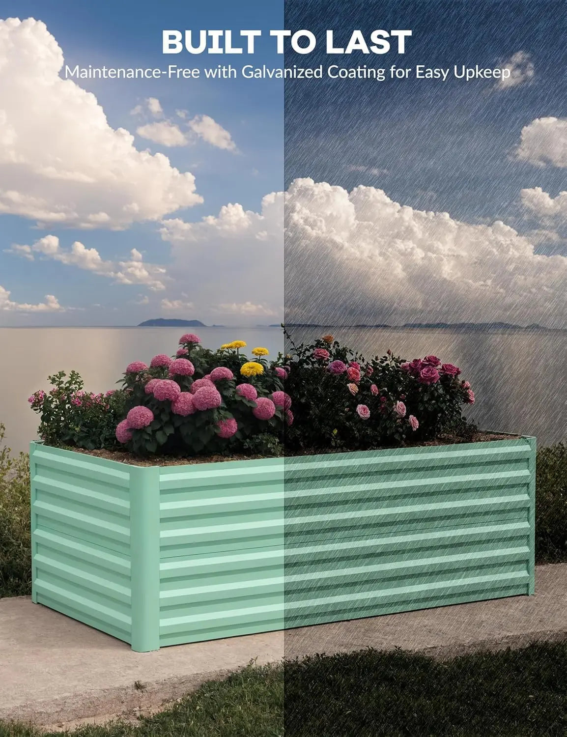 Himiss Heavy Duty Galvanized Metal Raised Garden Bed