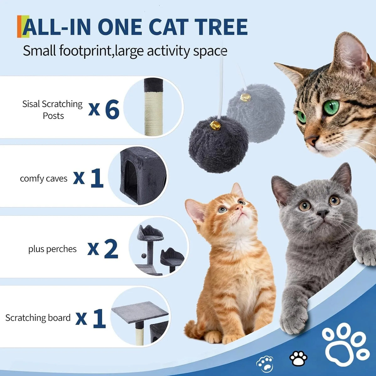 Large Cat Tree With Condos Perches And Sisal Scratching Posts