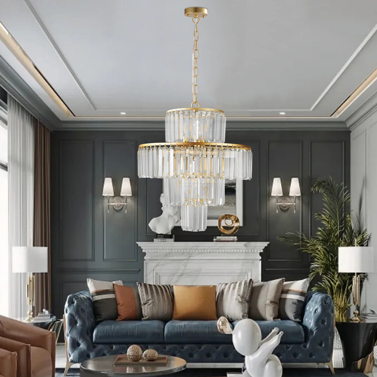 Zhikea 12 Light 4 Tier Crystal Chandelier With Bulbs