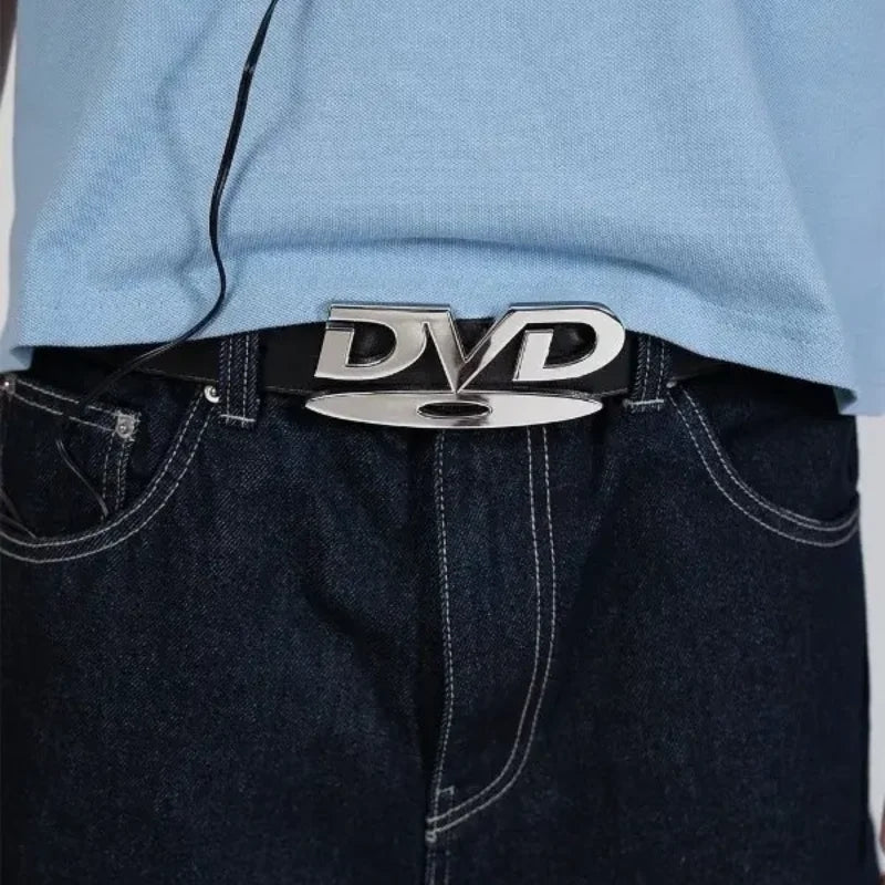 Unisex Nostalgic DVD Buckle Belt With Decorative Letter Design