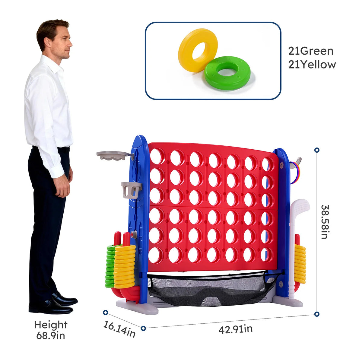 Giant Four In A Row Basketball And Ring Toss Yard Game