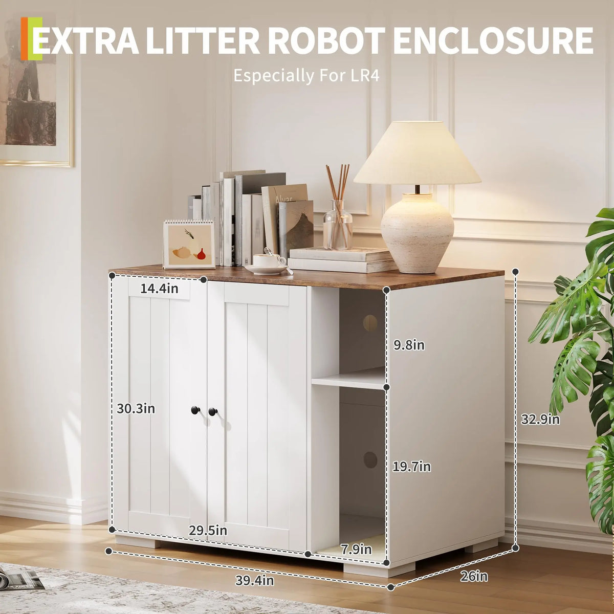 HiMISS Dog Proof Cat Litter Robot Enclosure With Shelf