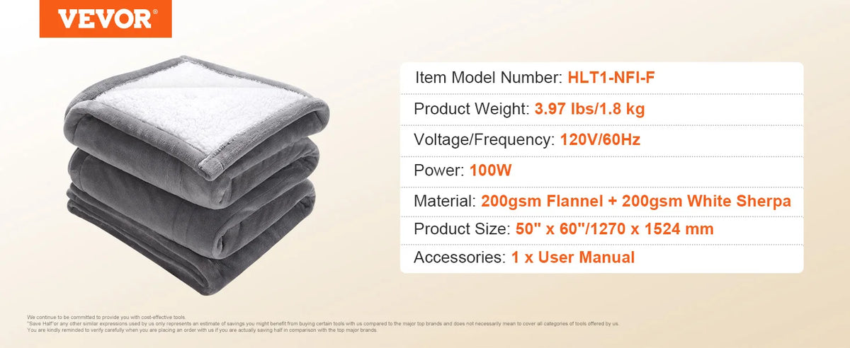 SucceBuy Heated Electric Throw Blanket With Timer And Auto Shutoff