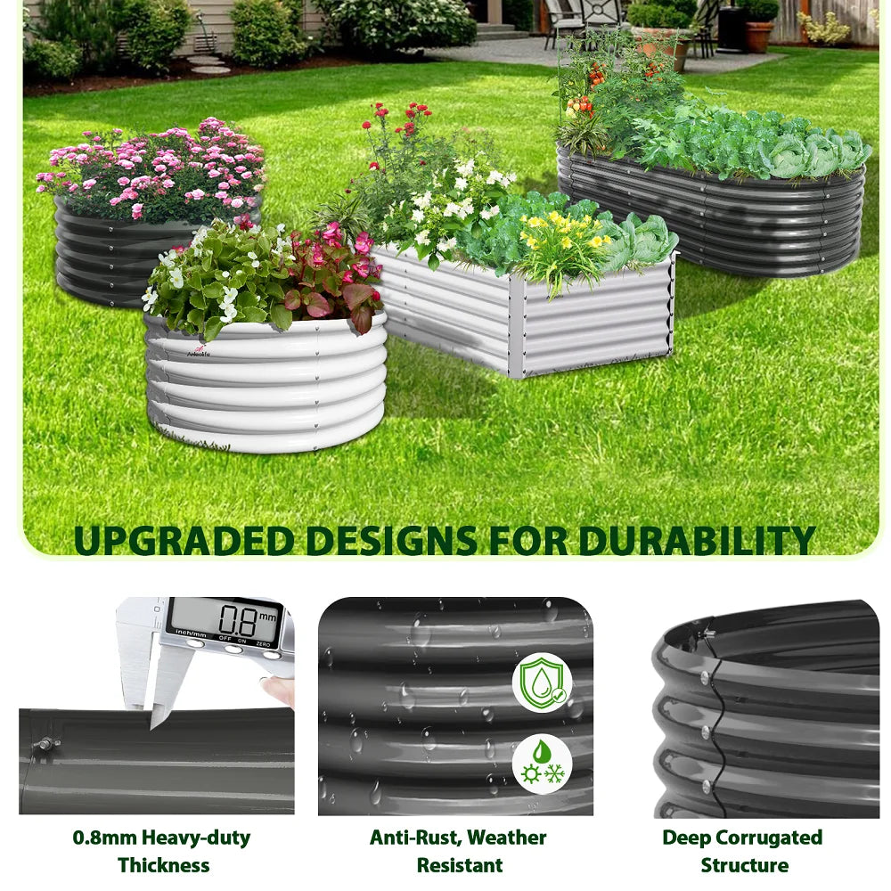 Tramull Galvanized Oval Raised Garden Bed Planter for Vegetables