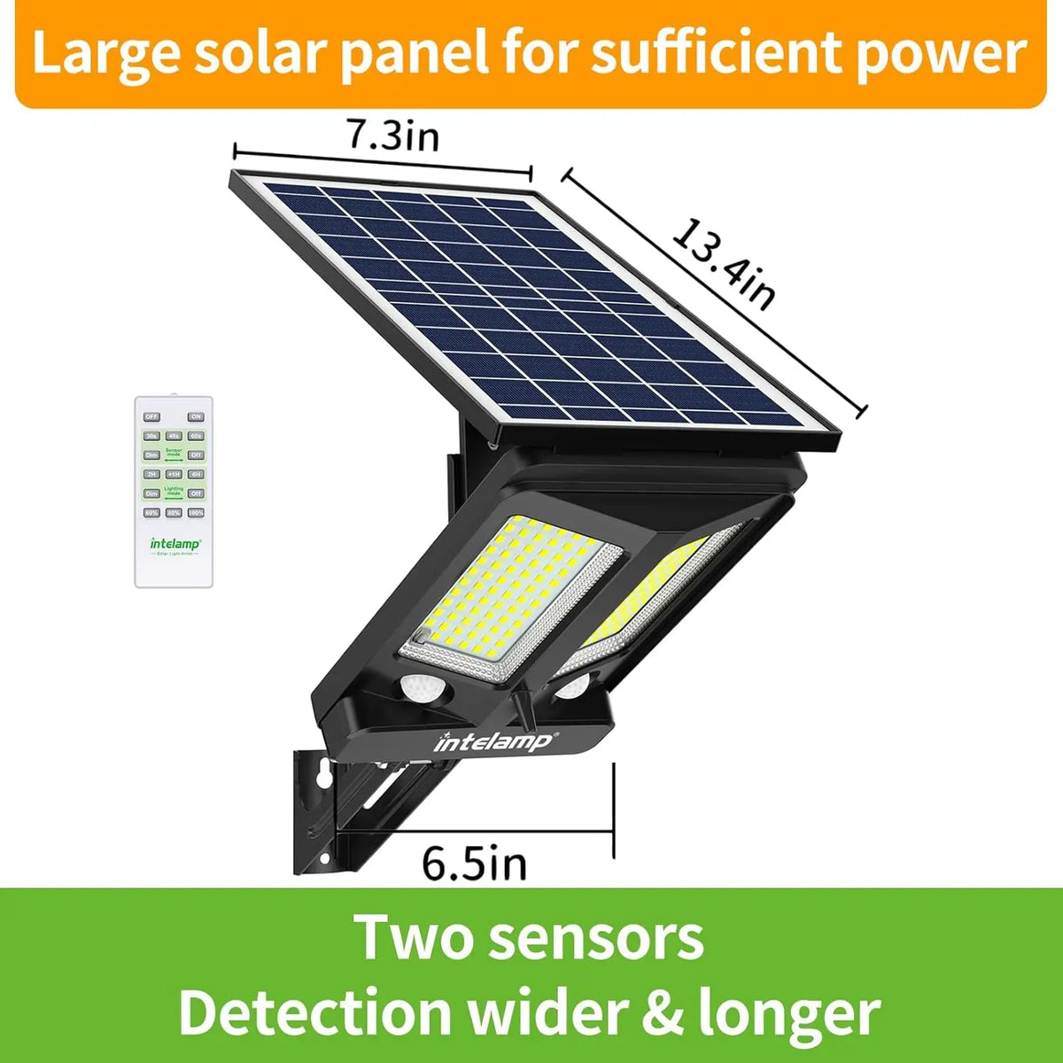 Intelamp 12500 Mwh Outdoor Solar Street Light With Two Motion Sensors