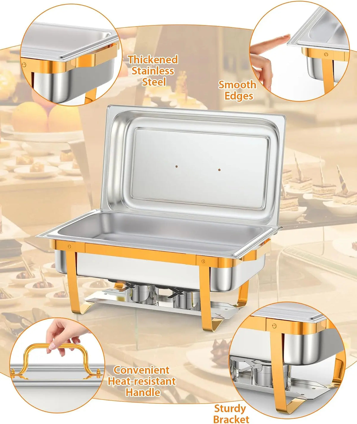 Stainless Steel Buffet Chafing Dish Set With Lid And Tools