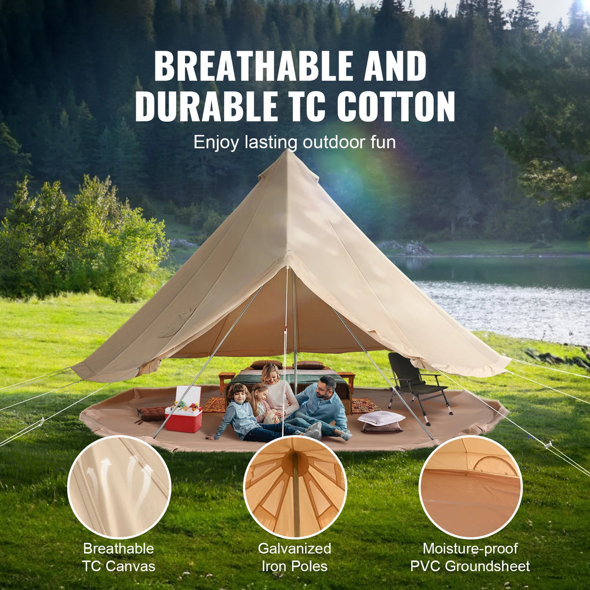 SucceBuy Canvas Bell Tent With Stove Ventilation For Camping