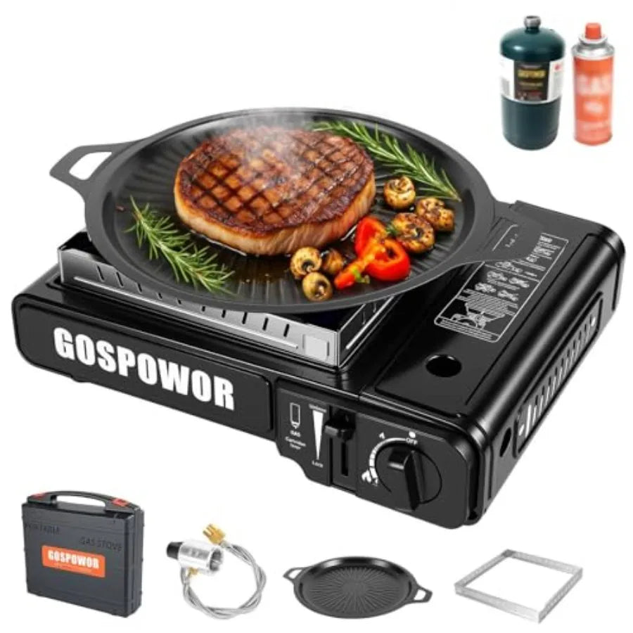 Portable Dual Fuel Propane Butane Stove With Windblocker And Automatic Ignition