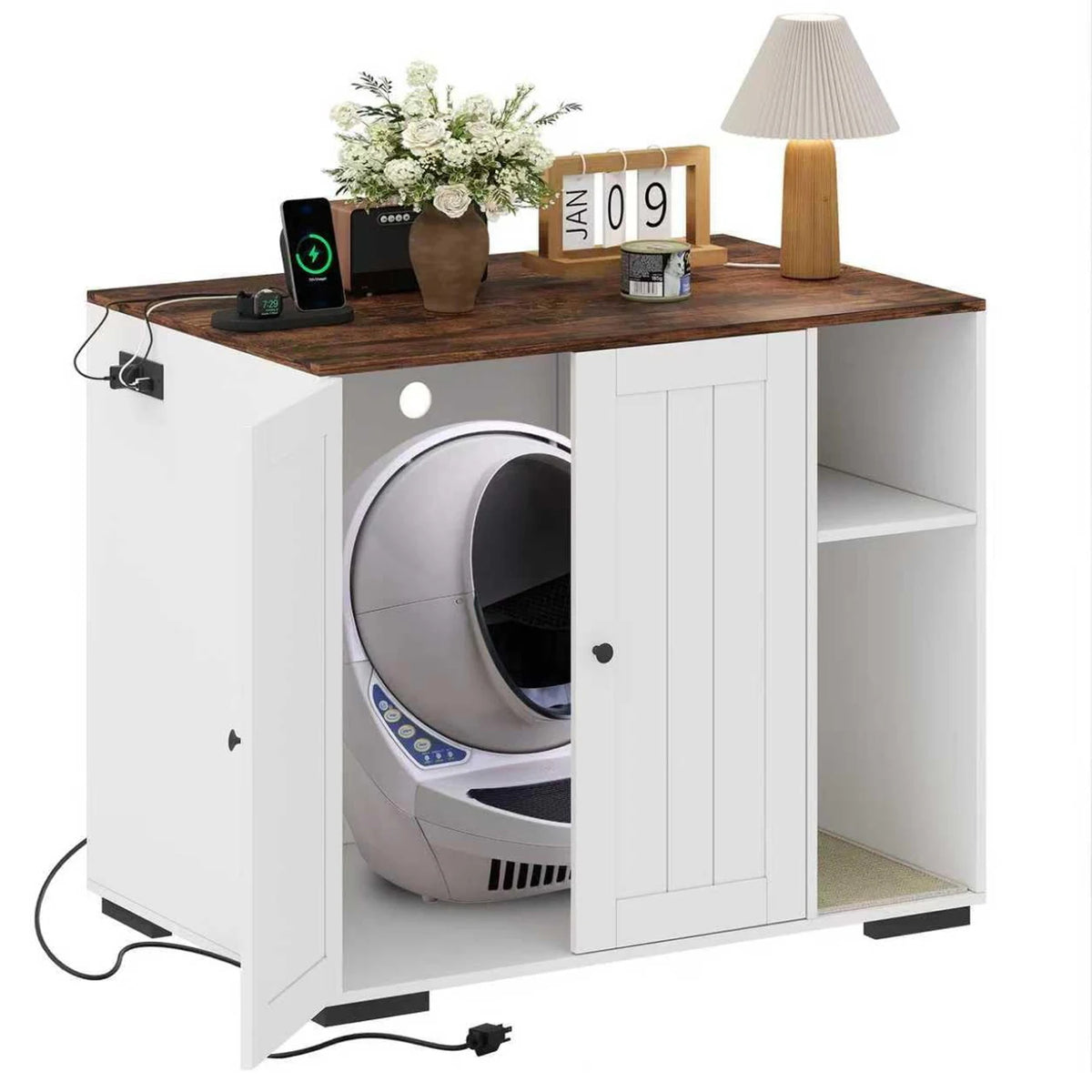 HiMISS Dog Proof Cat Litter Robot Enclosure With Shelf