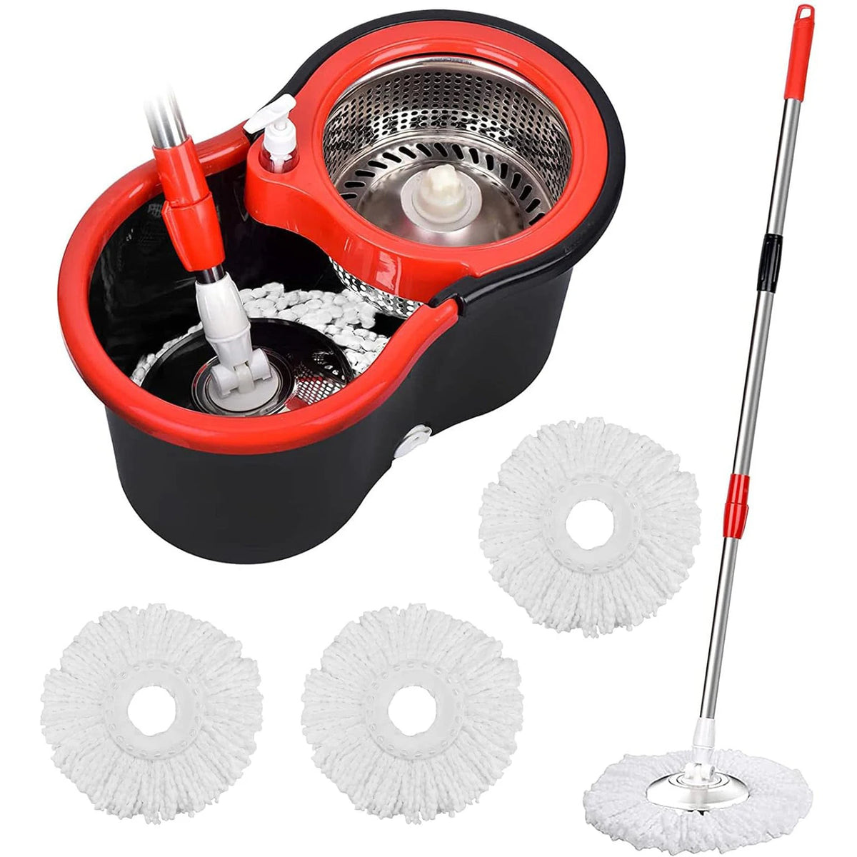 360 Spin Mop Bucket Set With Three Microfiber Cleaning Heads