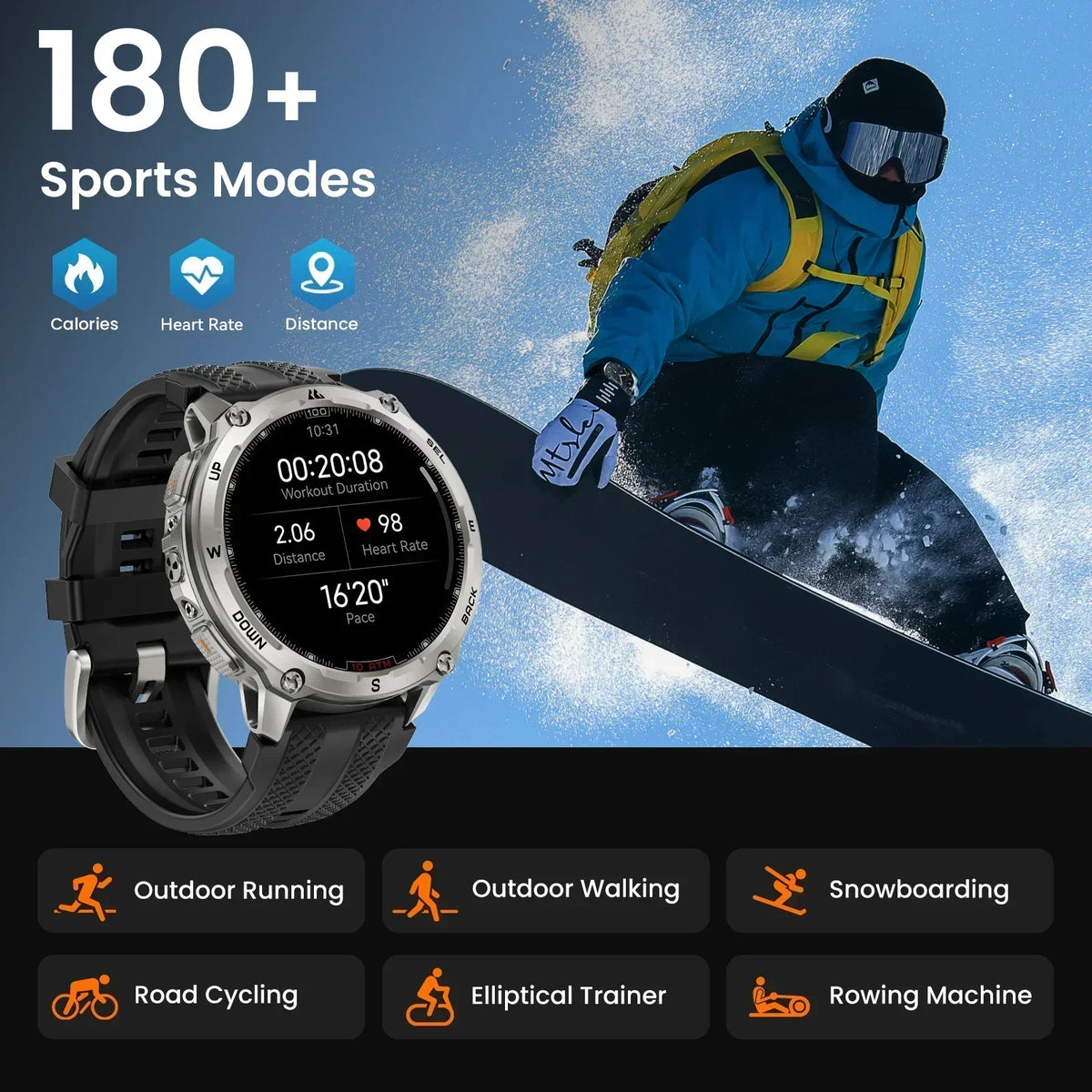KOSPET Tank T4 GPS Smartwatch With Offline Maps Health Tracking