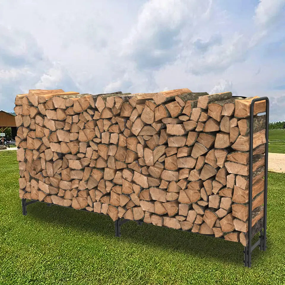 Heavy Duty Metal Firewood Log Rack Indoor Outdoor Storage