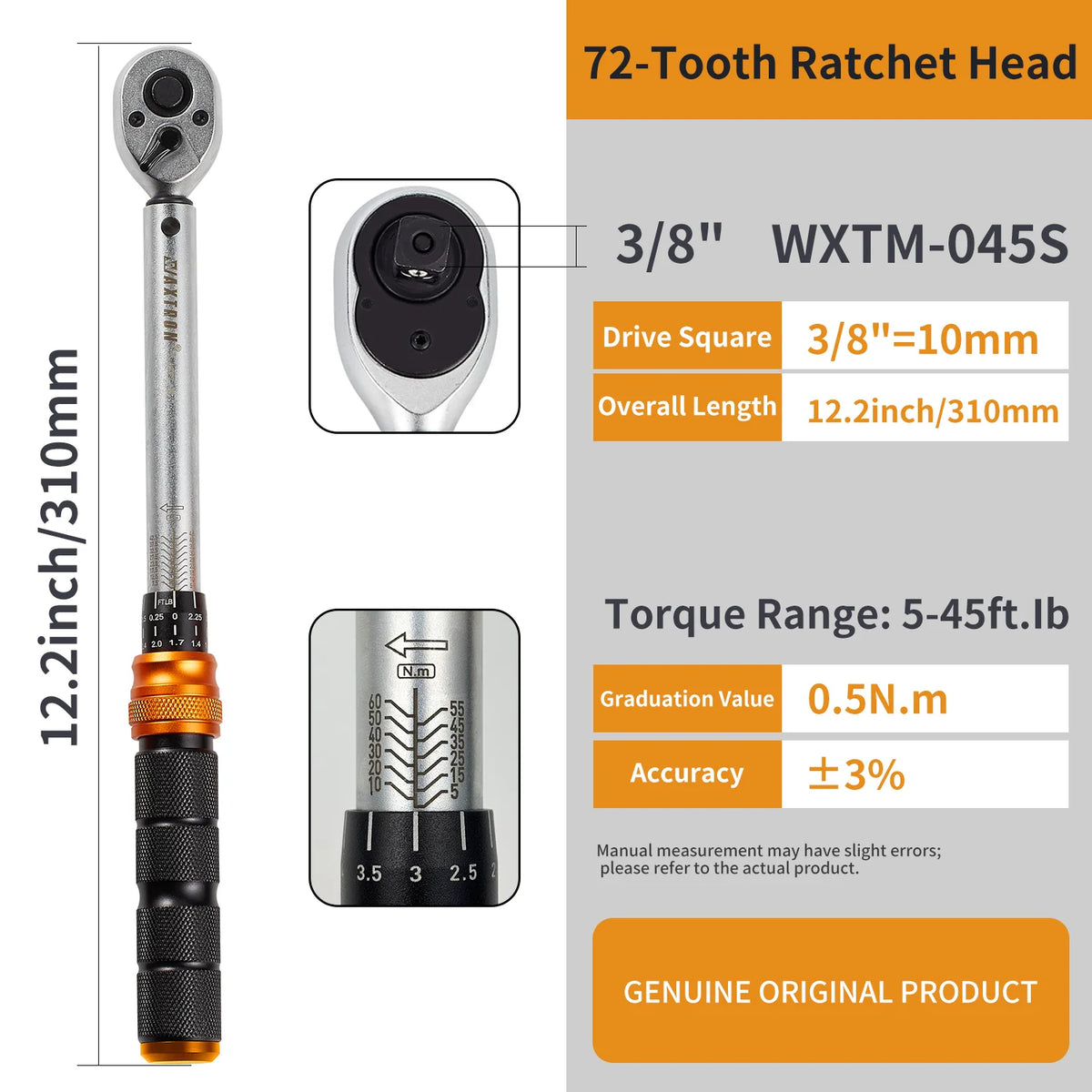Waxtron Chrome Vanadium Steel Adjustable Torque Wrench