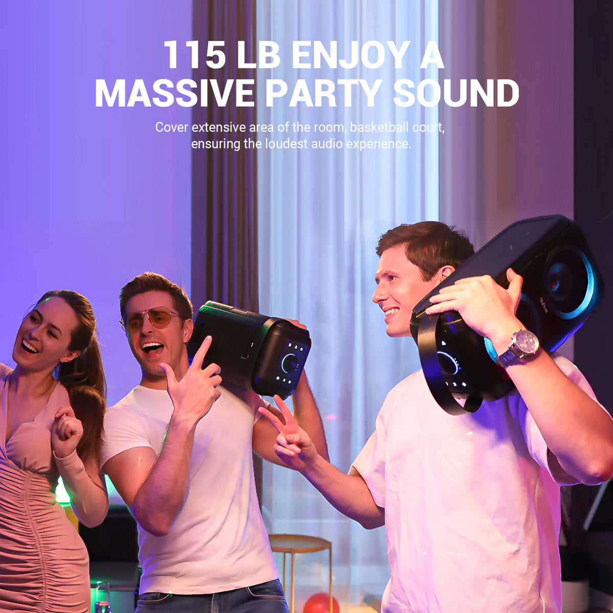 W-KING 80W Bluetooth Portable Party Speaker With Powerful Stereo Sound