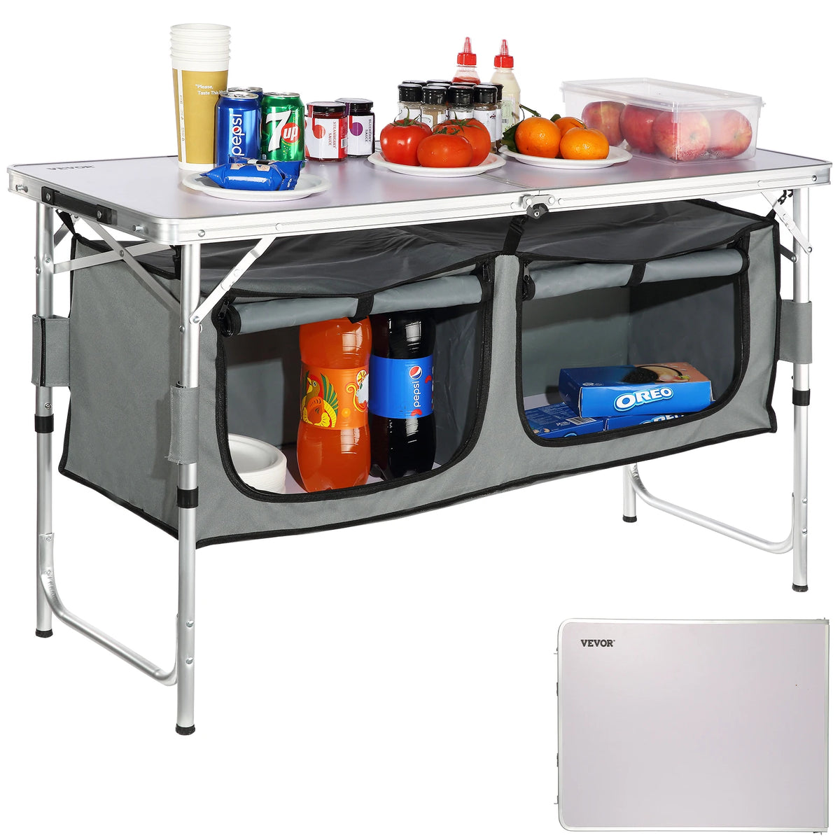 VEVOR Folding Camping Kitchen Table for Outdoor Cooking and Picnics
