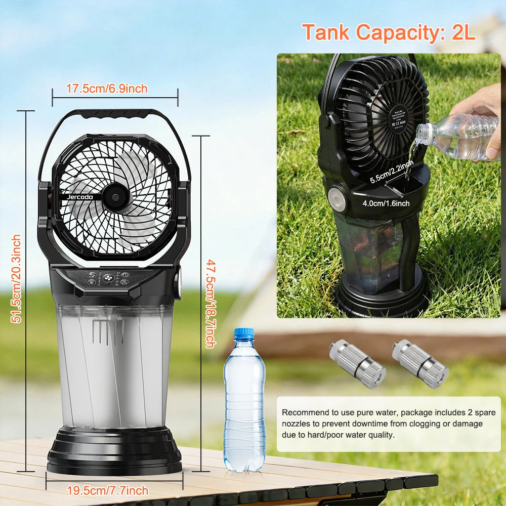Rechargeable Portable Misting Fan With Large 2L Water Tank