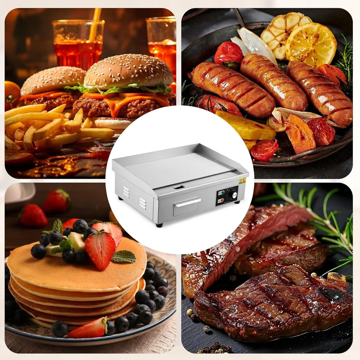Tacleekii Commercial Electric Griddle With Adjustable Temperature Control