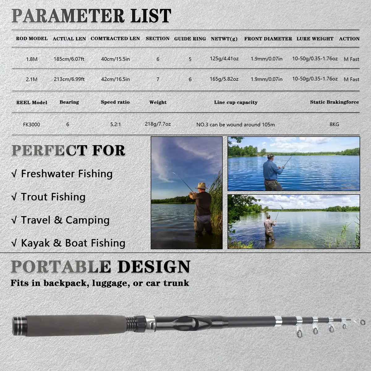 Portable Telescopic Fishing Rod Reel Combo Kit With Lures Bag