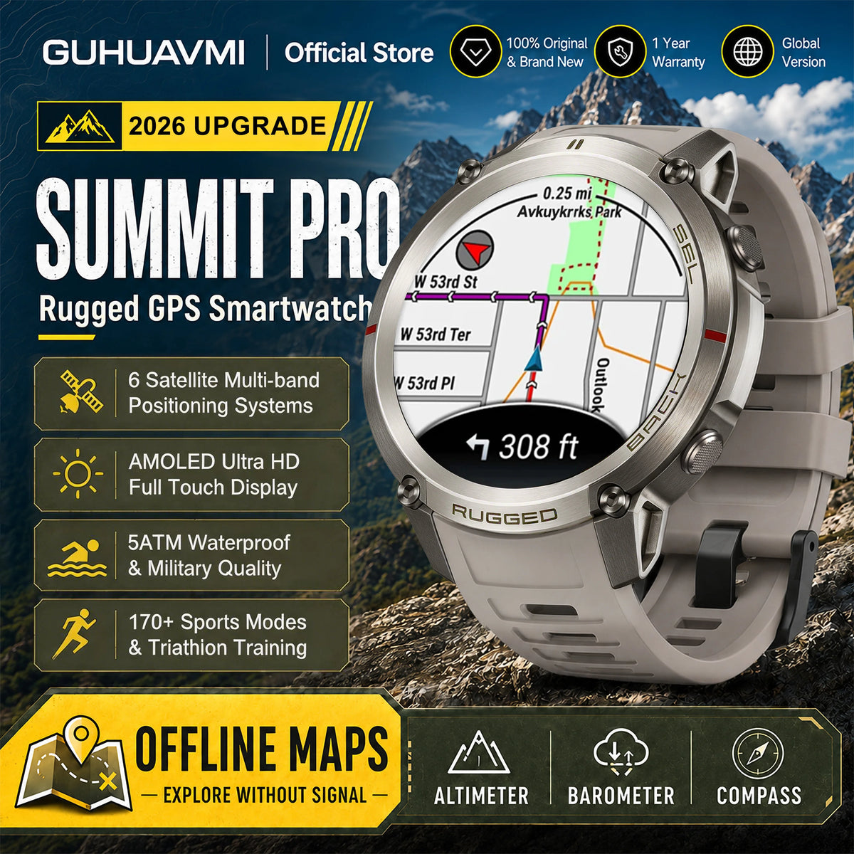 Professional GPS Smart Watch With Offline Maps And Sports Tracking