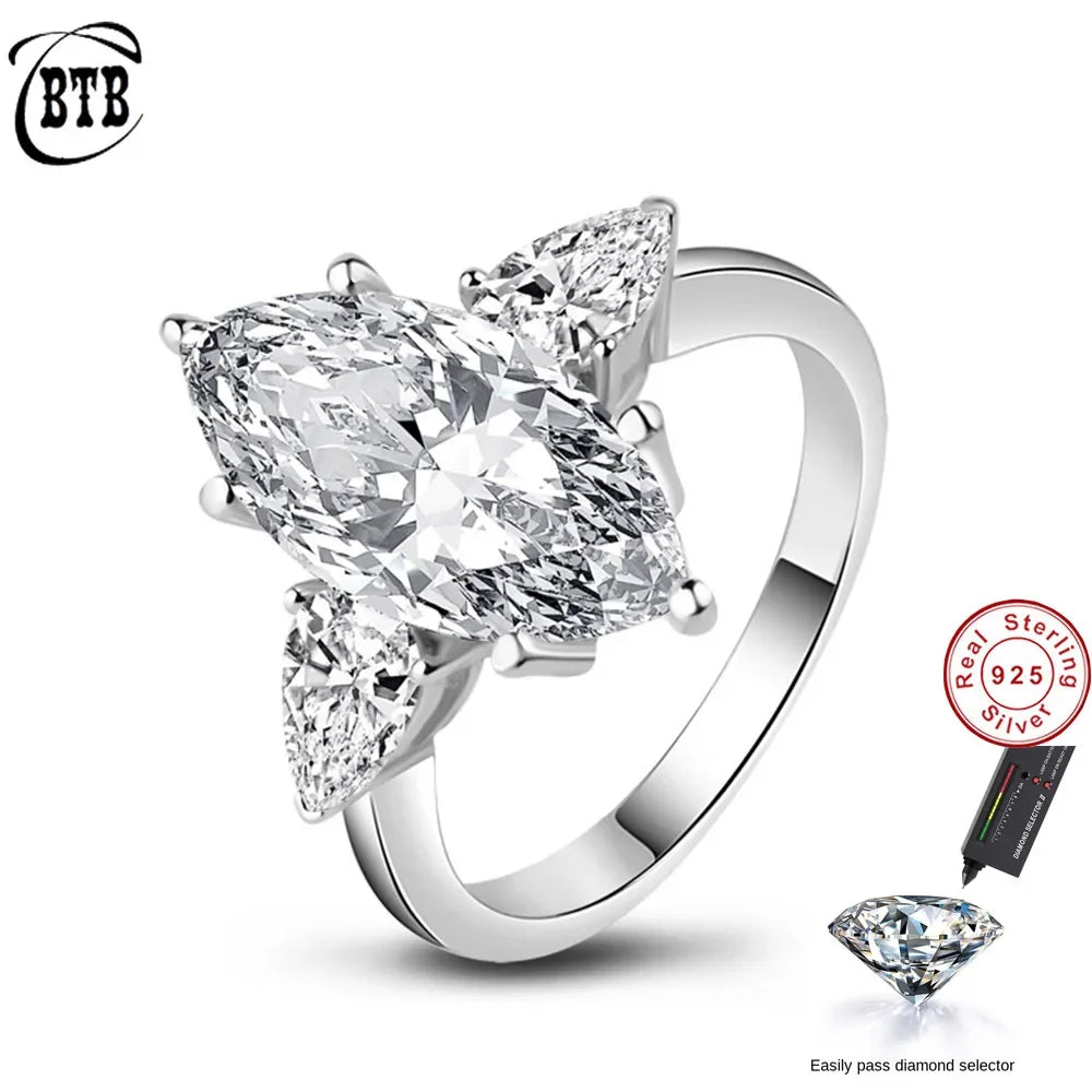 CBTB Sterling Silver Moissanite Engagement Ring Fine Jewelry Collection
