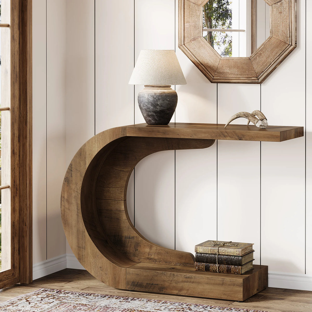 Tribesigns Mid Century Modern Wooden Entryway Console Table