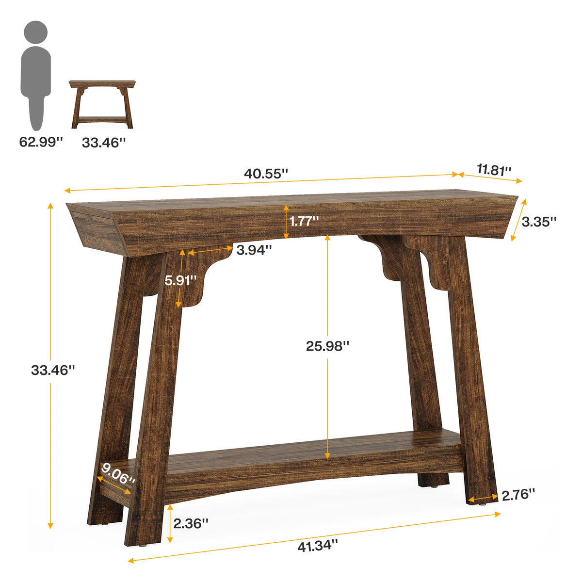 Tribesigns Farmhouse Two Tier Entryway Console Table With Storage Shelf