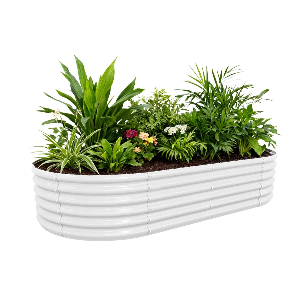 Tramull Galvanized Oval Raised Garden Bed Planter for Vegetables