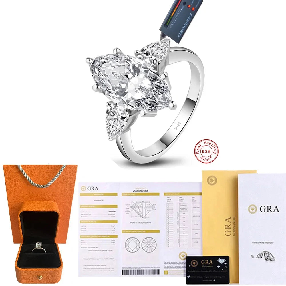 CBTB Sterling Silver Moissanite Engagement Ring Fine Jewelry Collection