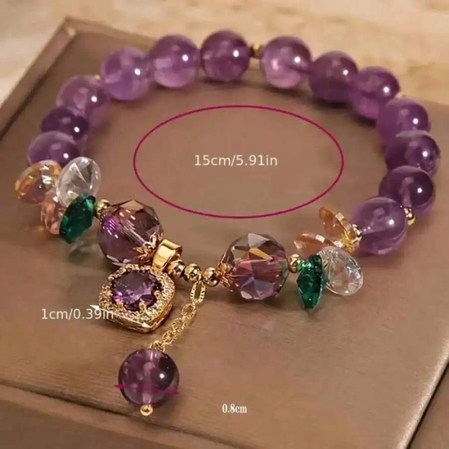 Chic Hologram Rhinestone Glass Pendant Bracelet For Women