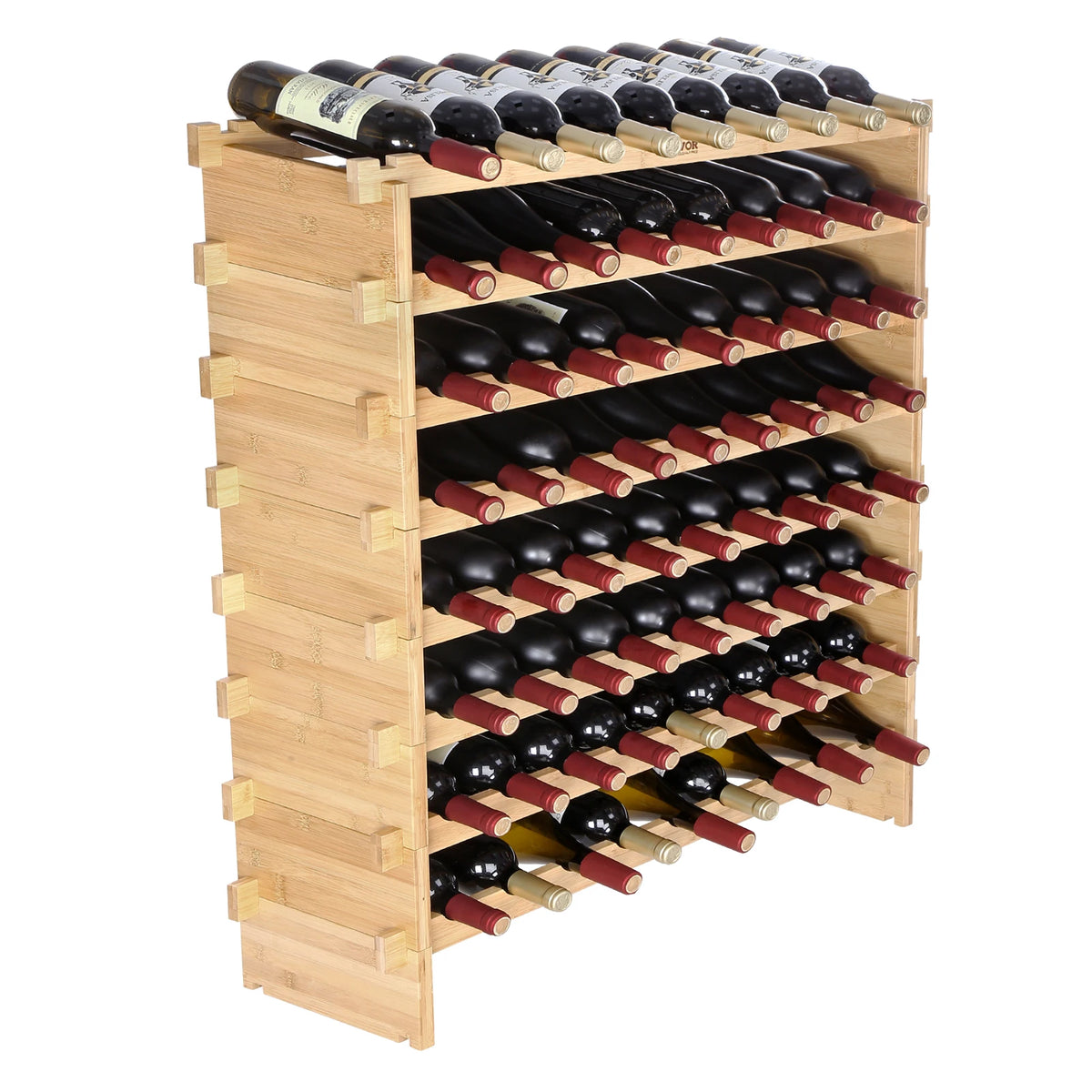 SucceBuy Bamboo Stackable Modular Wine Rack Storage Shelf