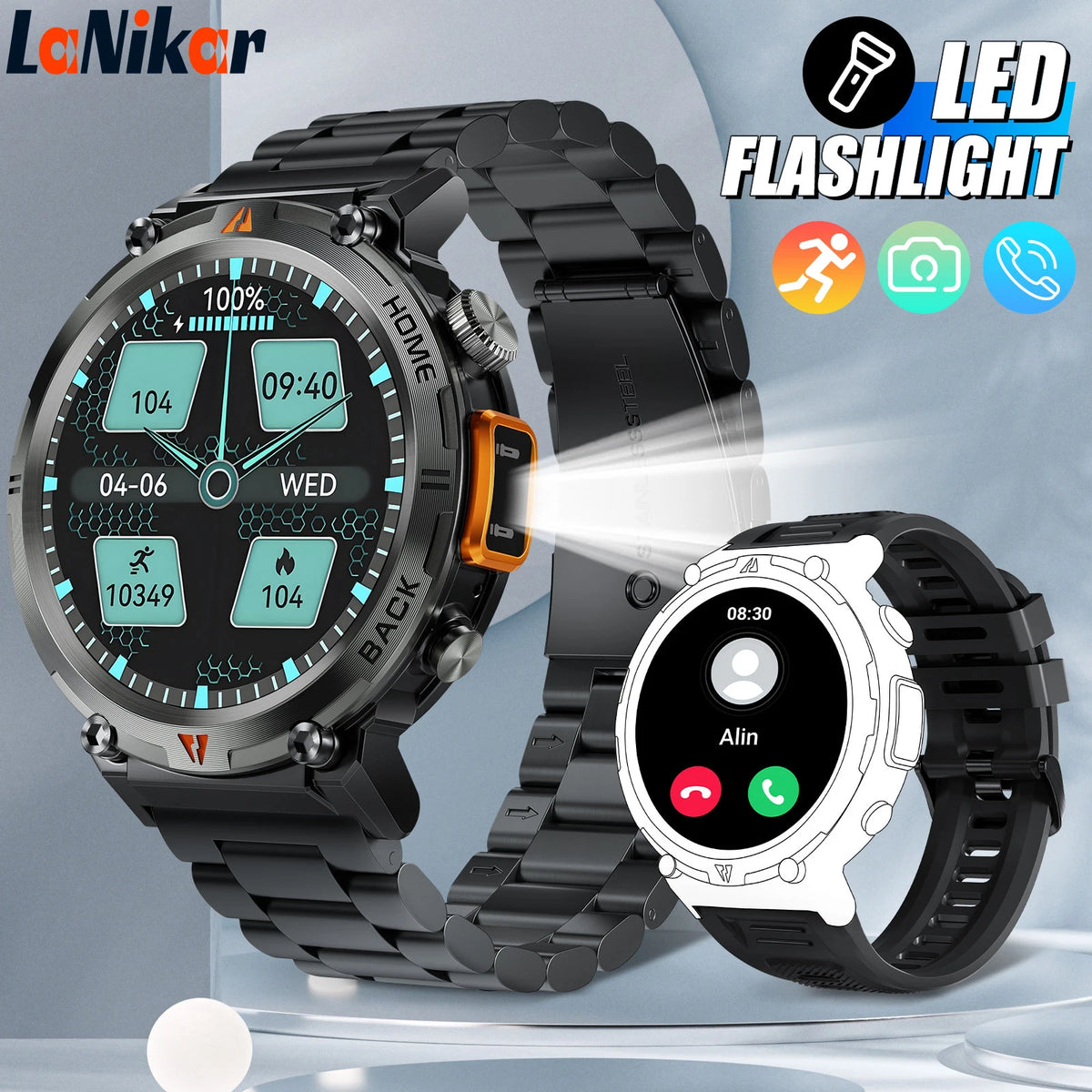 LaNikar Bluetooth Calling Smartwatch With Touchscreen Health Monitoring